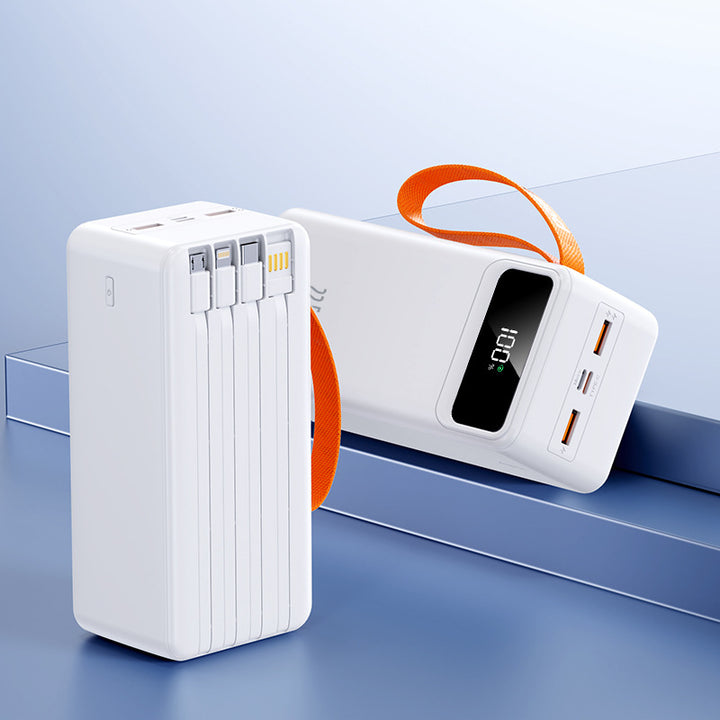 Høyytelses powerbank med integrert kabelopprulling Skanto