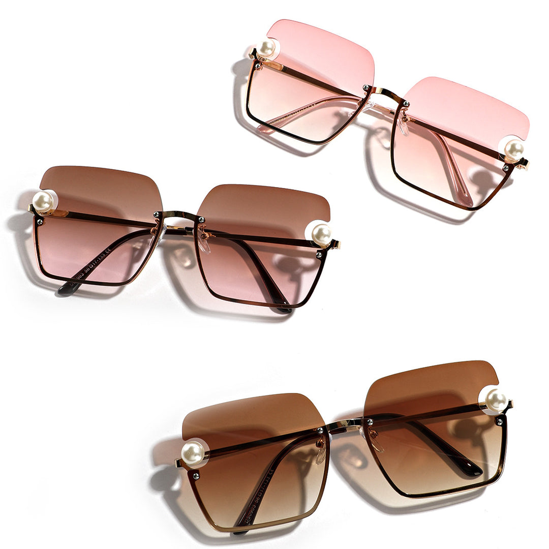 Dame firkantet solbrille med elegant gjennomsiktig ramme Skanto