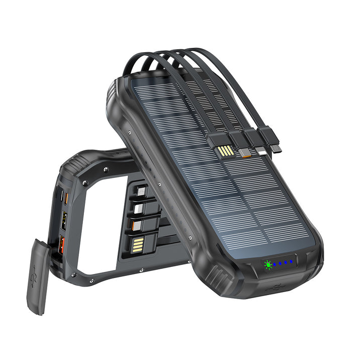 Robust solcelle-powerbank med hurtiglading og innebygd LED-lampe Skanto