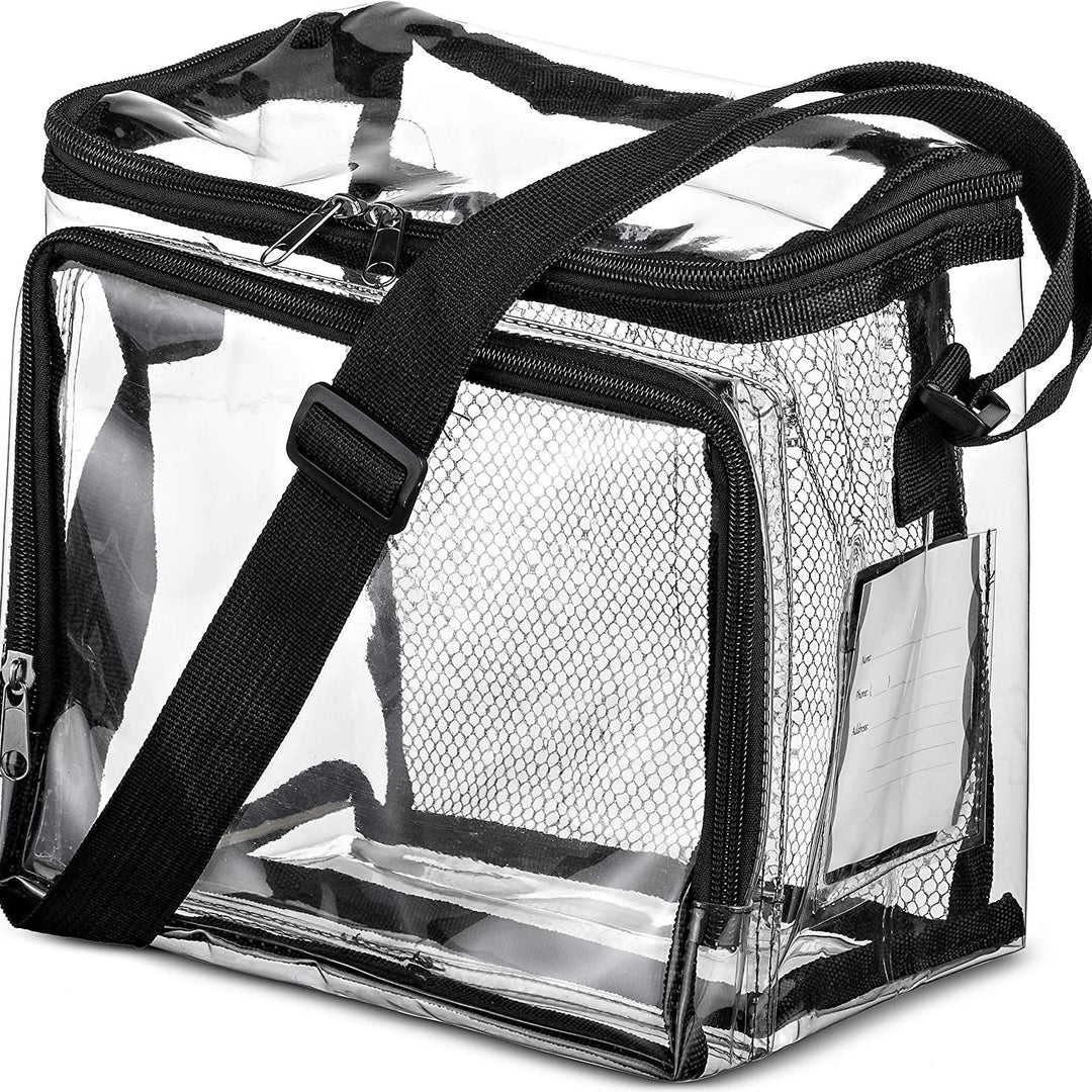 Transportbag av gjennomsiktig materiale med nettfelt Skanto