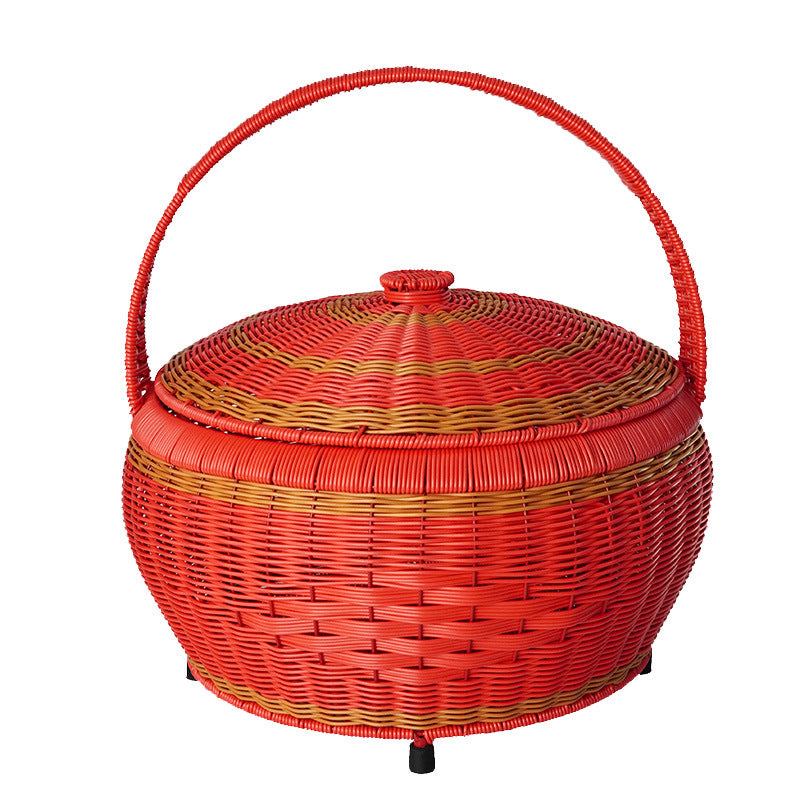 Dame Rattan Oppbevaringskurv med Lokk Skanto