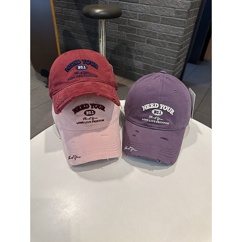 Herre Distressed Cotton Brodert Baseball Cap Skanto