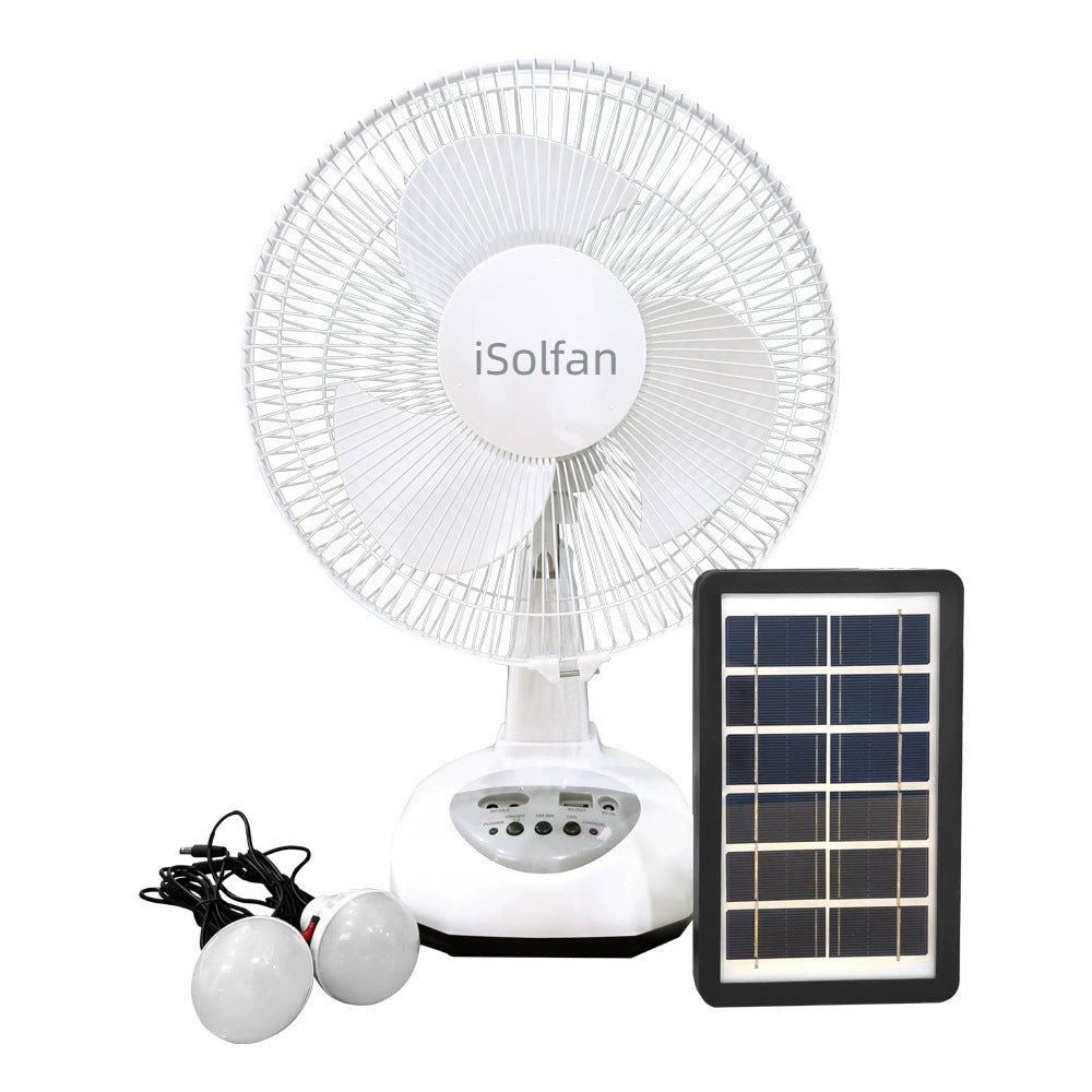 Kvinnes bærbare solfane med LED-lampe og USB-tilkobling Skanto