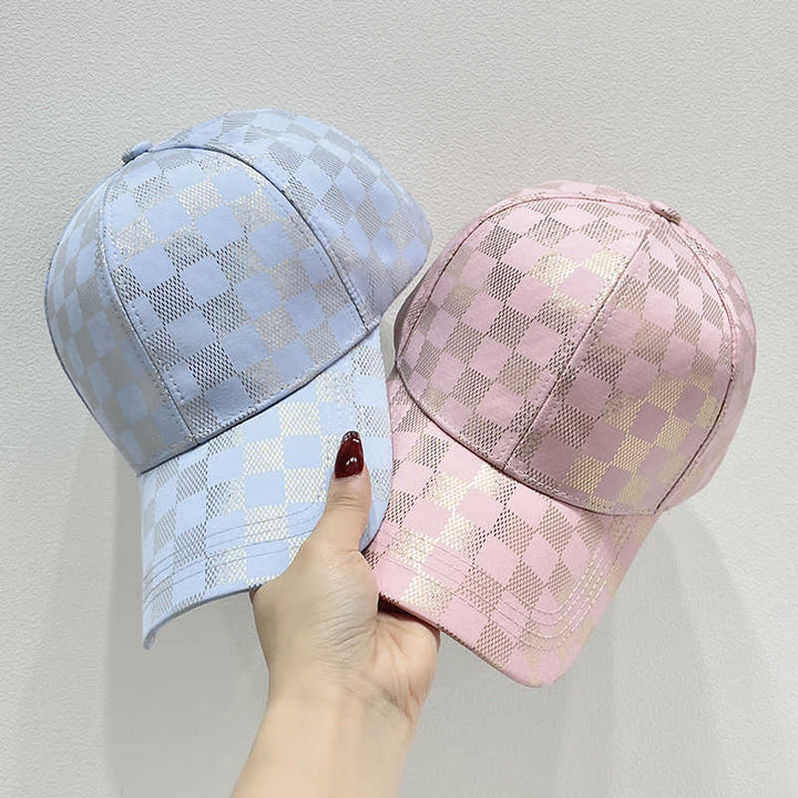 Kvinne Stilige Rute Mønster Baseball Caps Skanto