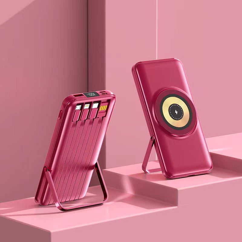 Multifunksjonell powerbank med trådløs lader og integrert stativ Skanto