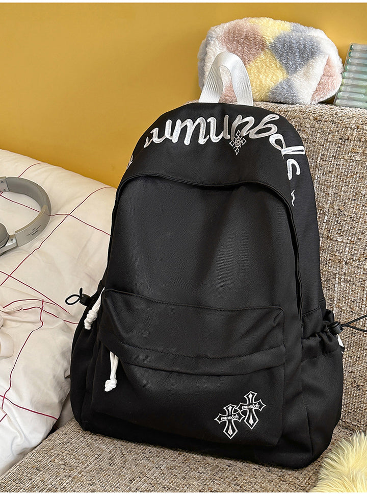 Uformell multi-lomme lerret skole ryggsekk