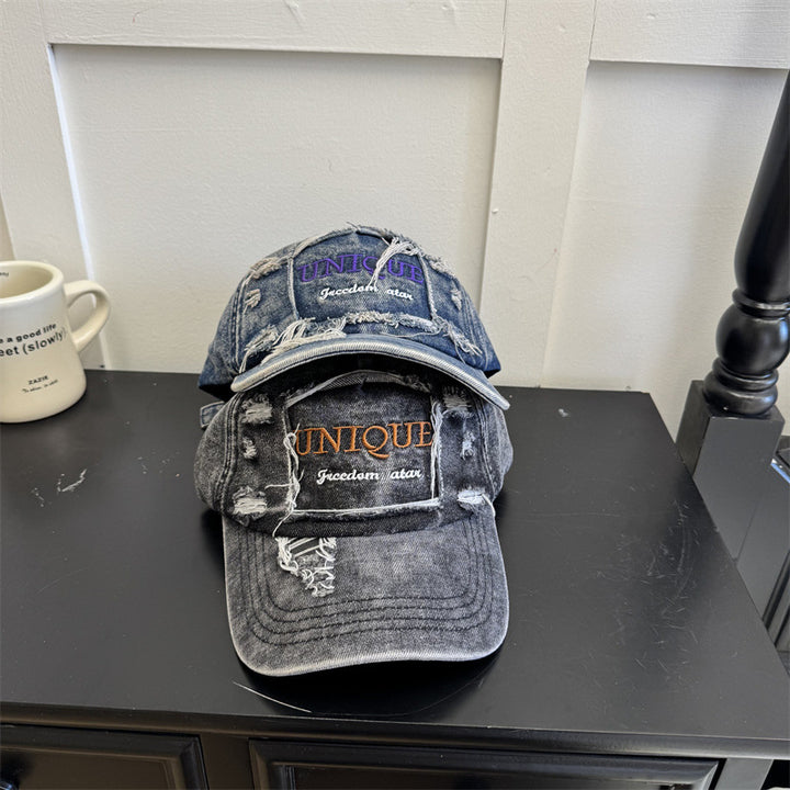 Men's Distressed Denim Grafisk Caps Skanto