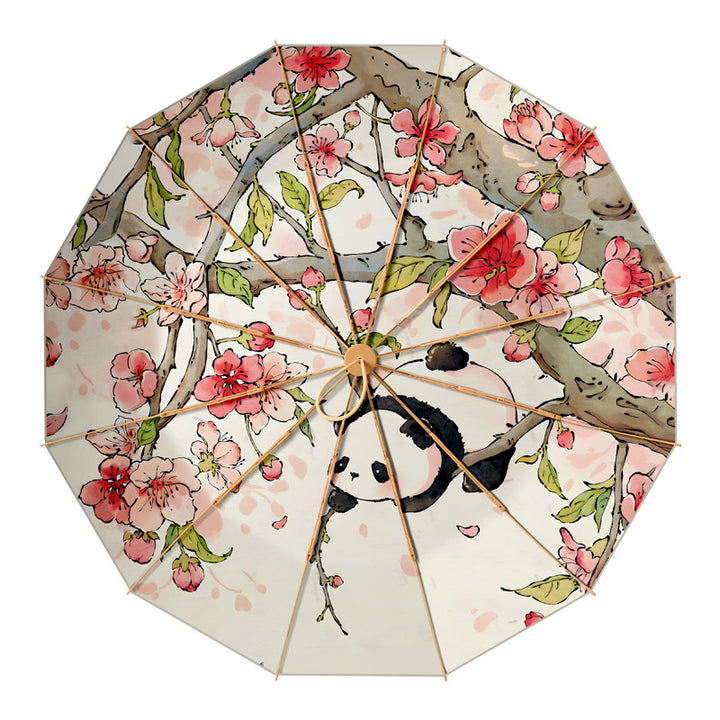 Dame solbeskyttelsesparaply med elegant blomsterdesign Skanto
