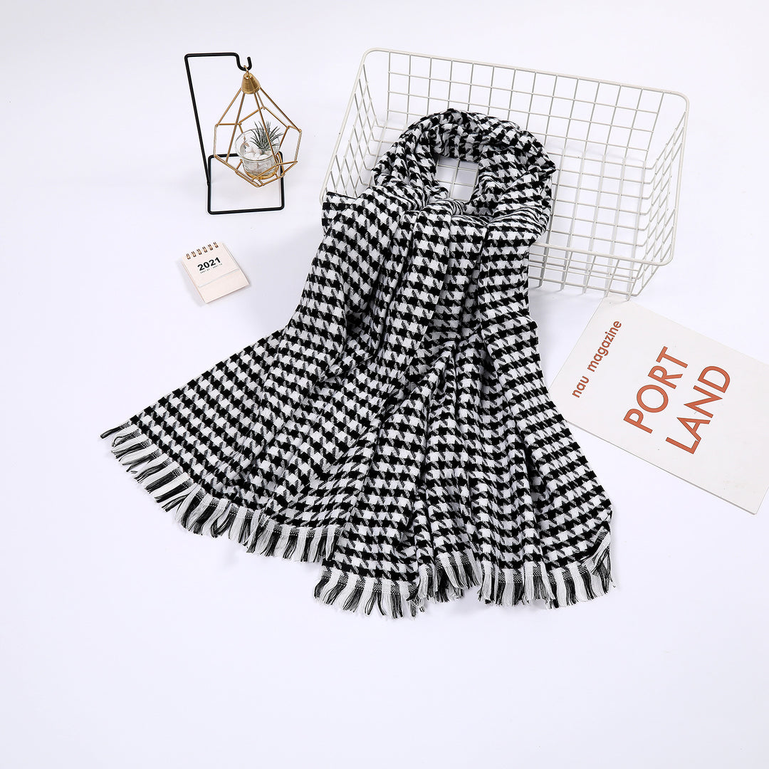 Dame elegant skjerf med houndstooth mønster Skanto