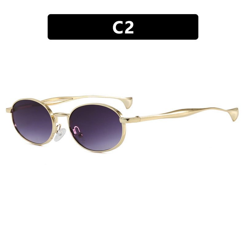 Dame robust rund solbrille med speilglass Skanto