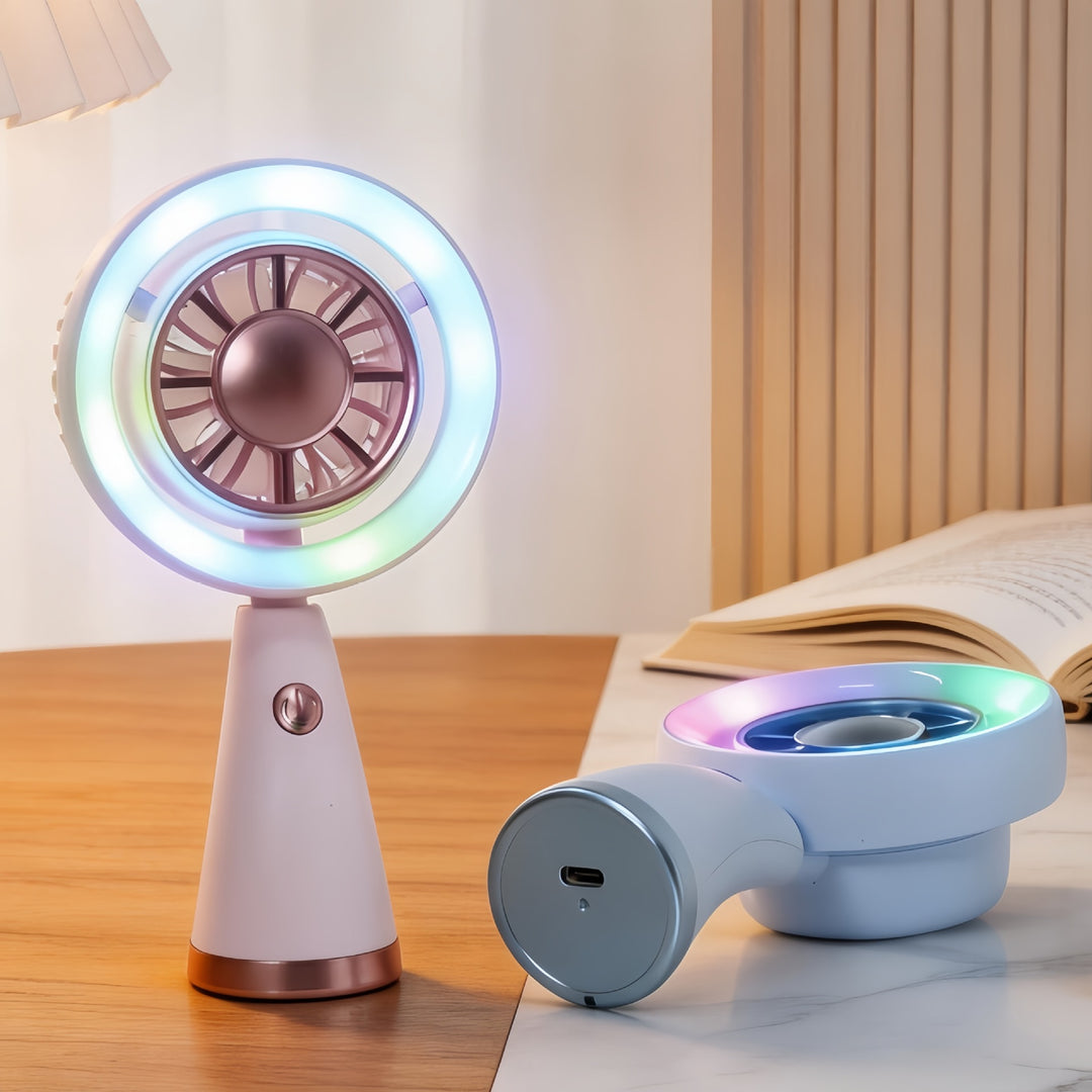 Damer Bærbar RGB Håndvifte med USB-ladefunksjon Skanto