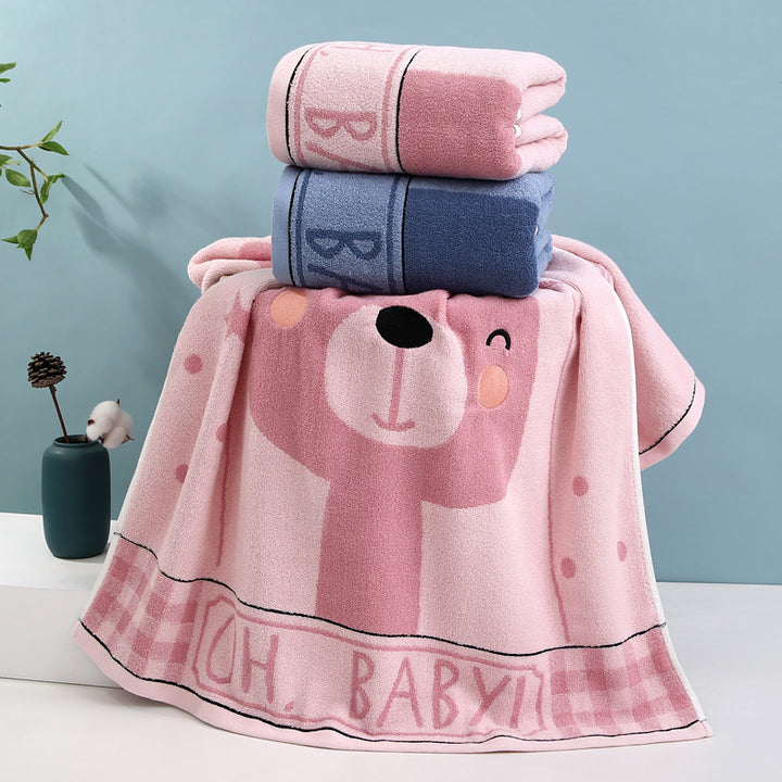 Cozy terry bath blanket with cute bear motif Skanto