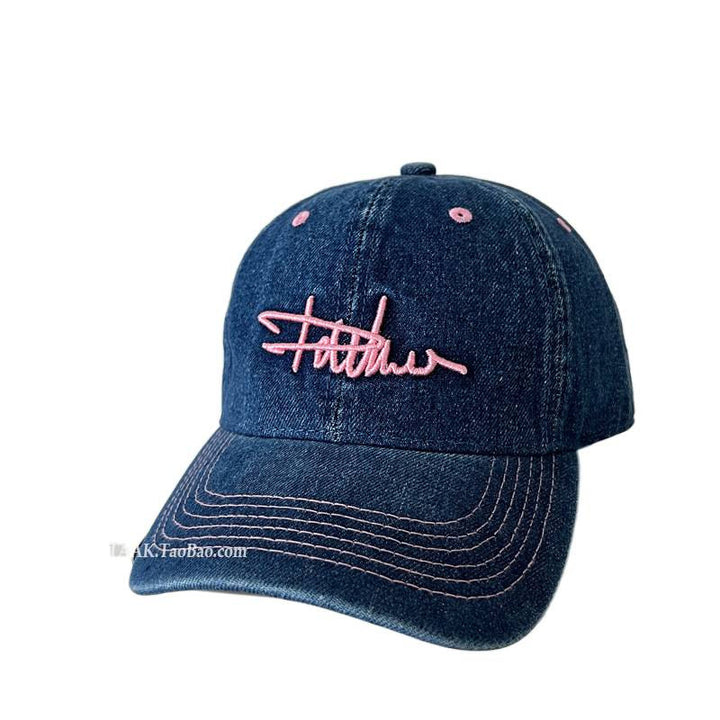 Kvinners slitt denim brodert baseballcaps Skanto