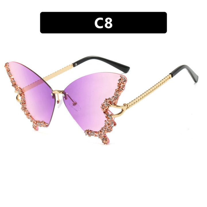 Dame stor Cat-Eye solbriller med glitrende strassdekorasjon og elegant ramme Skanto