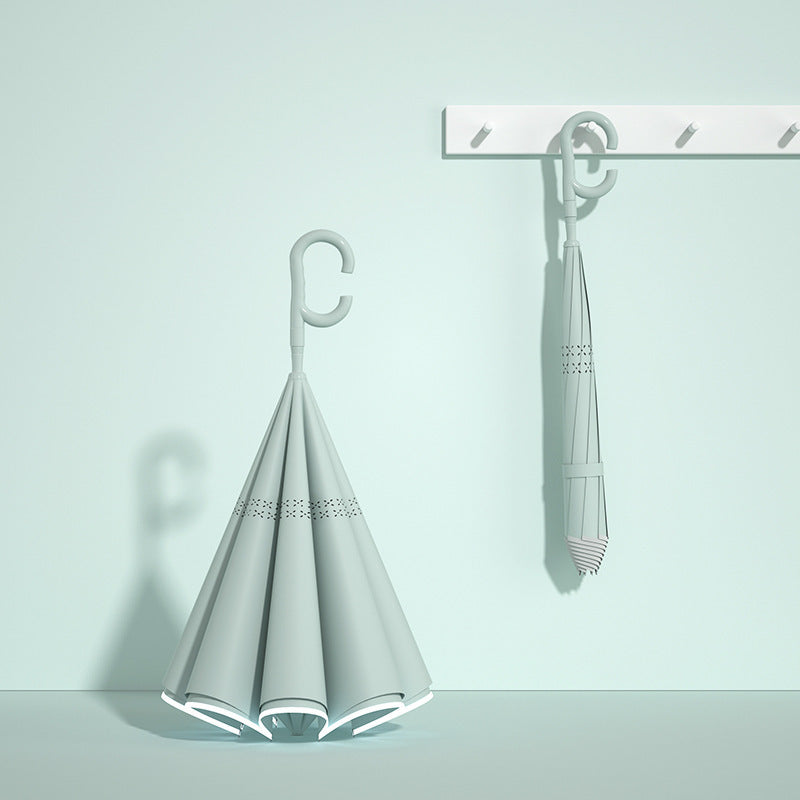 Damer innovativ mini sammenleggbart paraply med ergonomisk håndtak Skanto