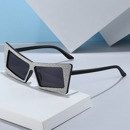 Dame geometrisk solbrille med glitrende elementer Skanto