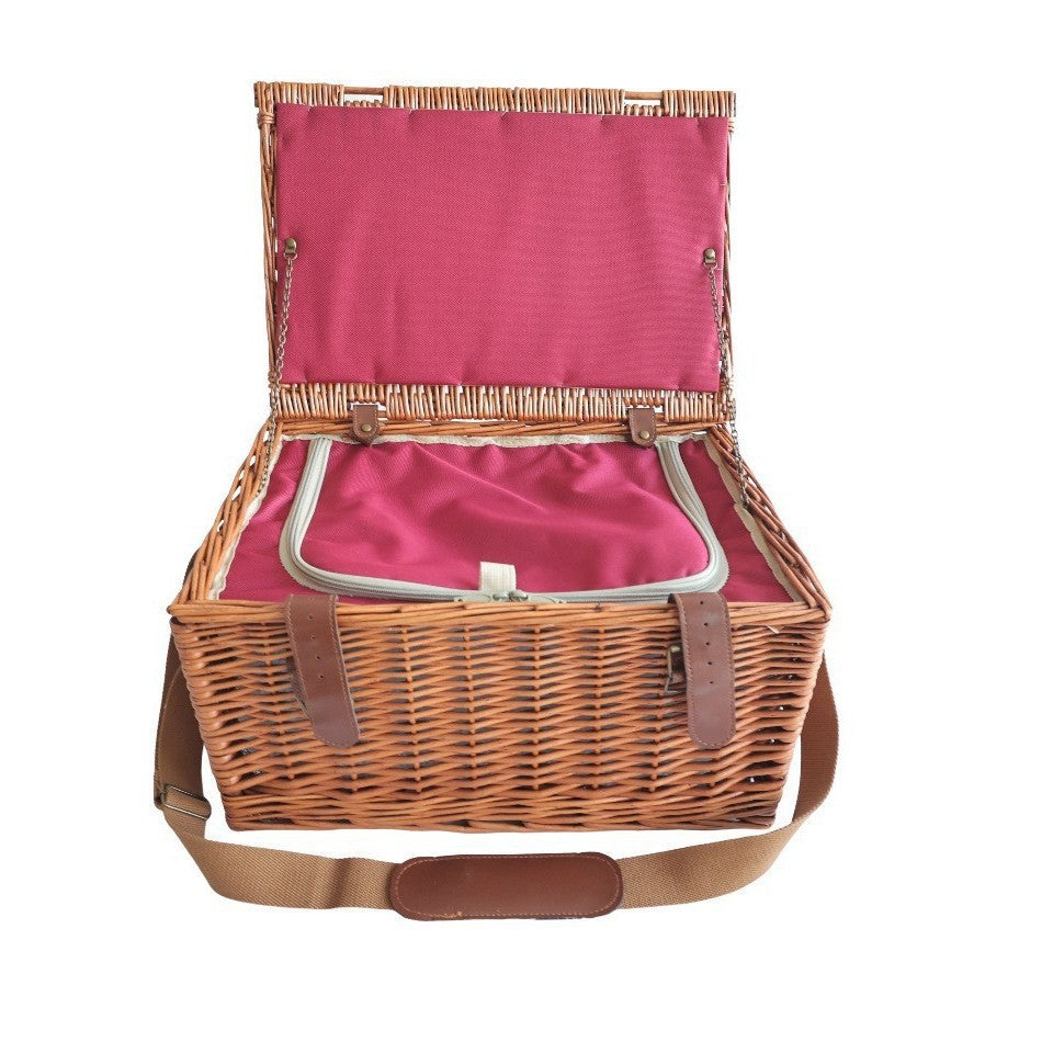 Dames luksuriøse piknikkurv med integrert serviset sett og isolert kjølekompartment Skanto