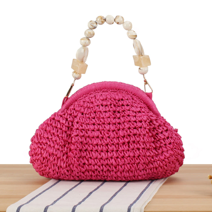 Stylish handbag with colorful beaded handle Skanto