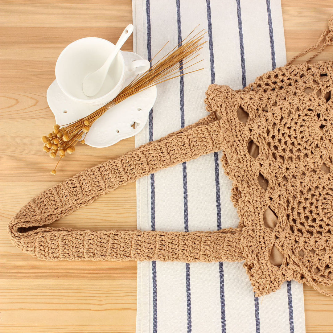 Macrame Shopper Bag with Decorative Drawstring Skanto