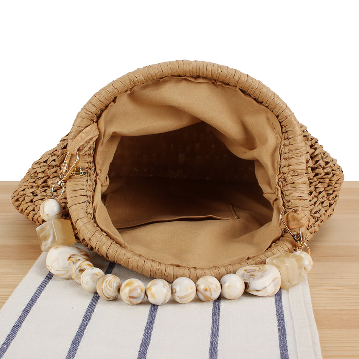 Stylish handbag with colorful beaded handle Skanto