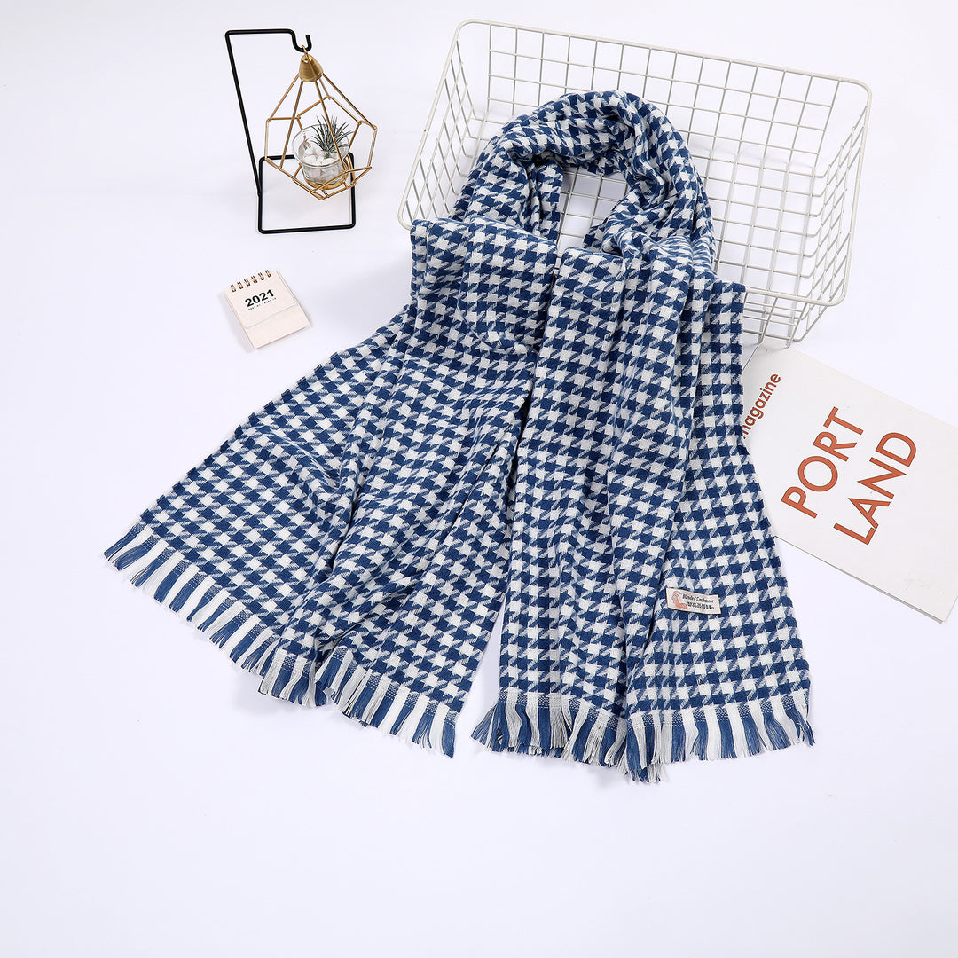 Dame elegant skjerf med houndstooth mønster Skanto