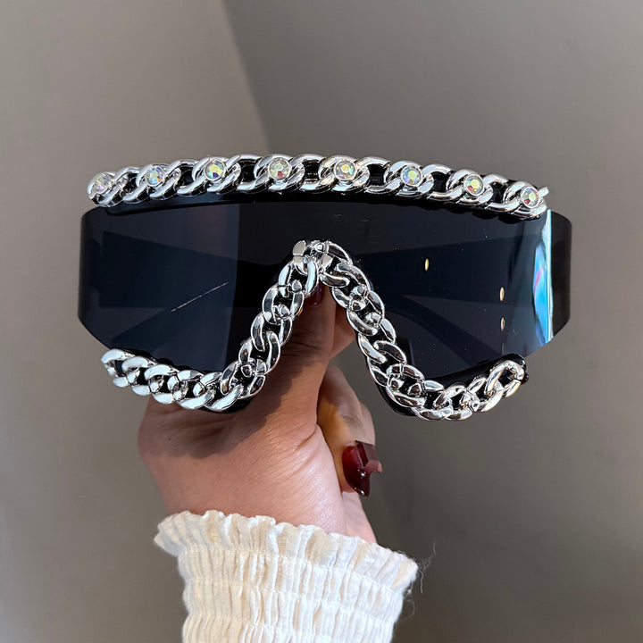 Dame Fashion-solbrille med glamorøse krystallornamenter Skanto