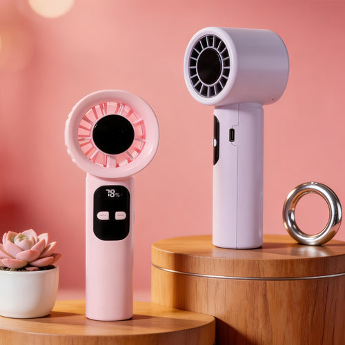 Kvinnenes bærbare håndvifte med digital hastighetsdisplay og ergonomisk design Skanto