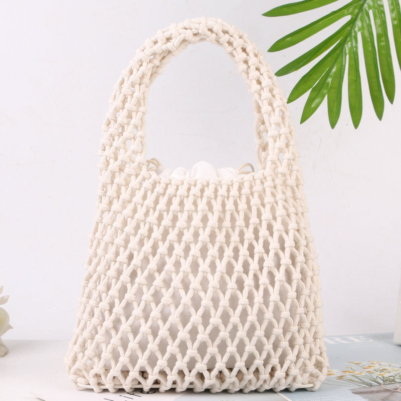 Håndknutet totebag i naturlig bomull Skanto