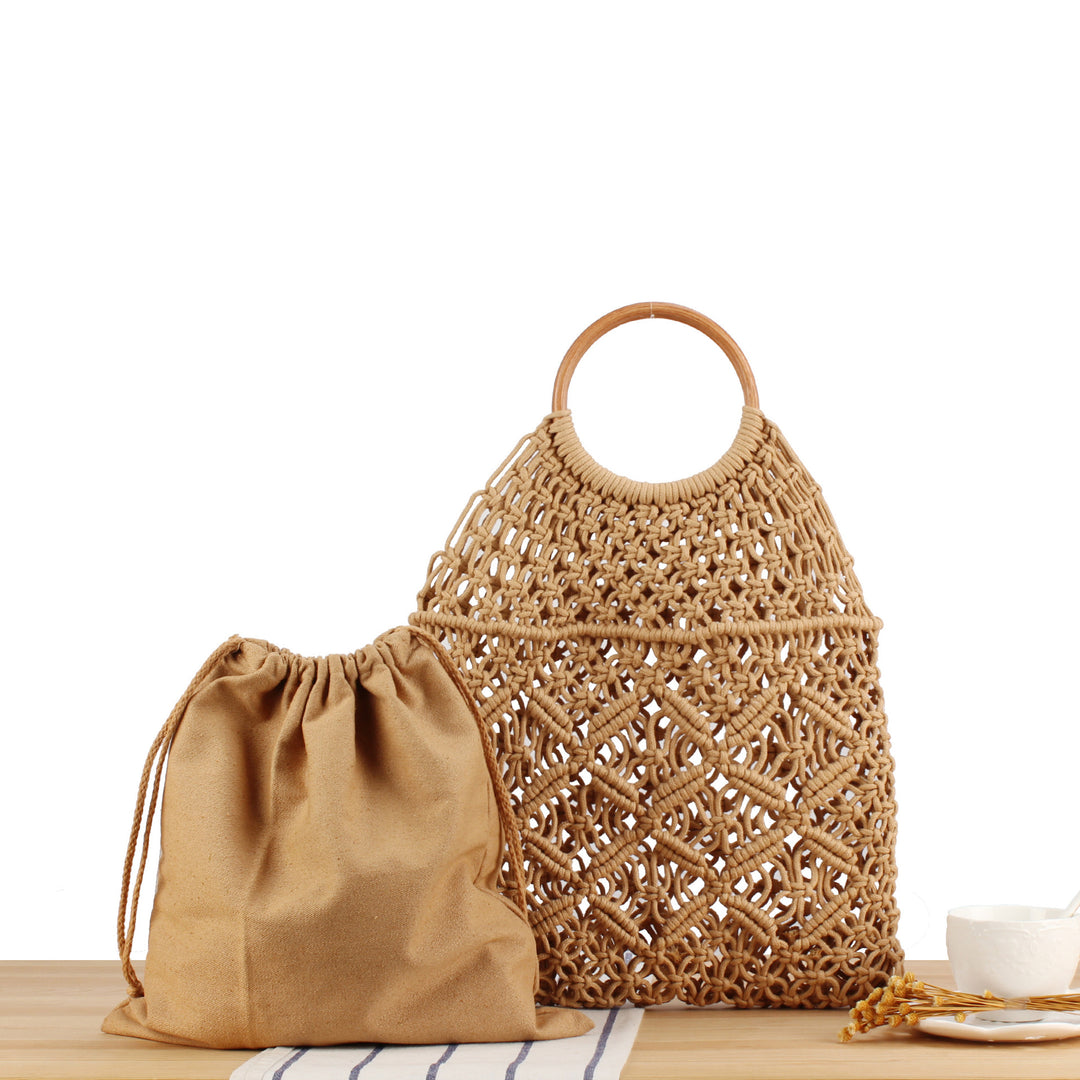 Makramee Tote bag with Double-layered Inner pocket Skanto