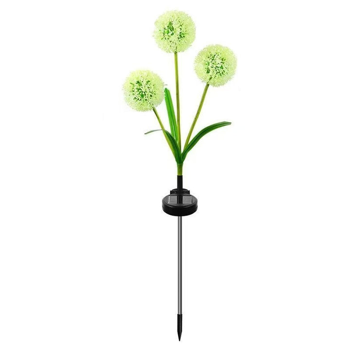 Løvetann-inspirerte solenergi hage-spyd med integrert solcellepanel og doble blomsterkuler Skanto