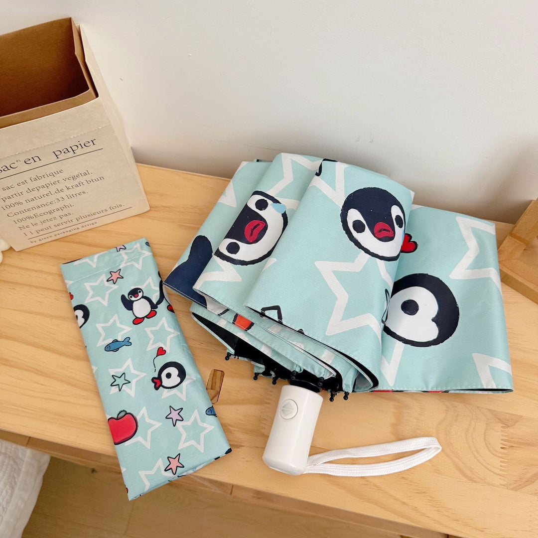 Dame sammenleggbar paraply med leken pingvin-design Skanto