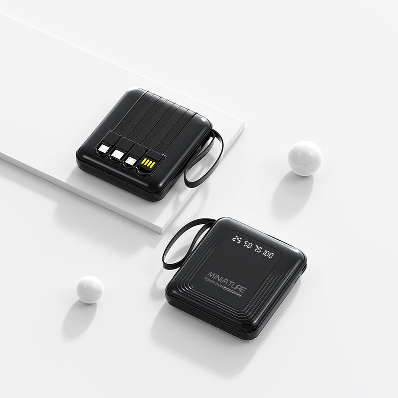 Mini Powerbank med integrert multifunksjonsladekabel Skanto