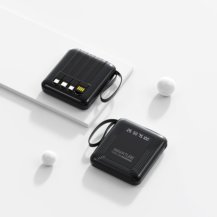 Mini Powerbank med integrert multifunksjonsladekabel Skanto