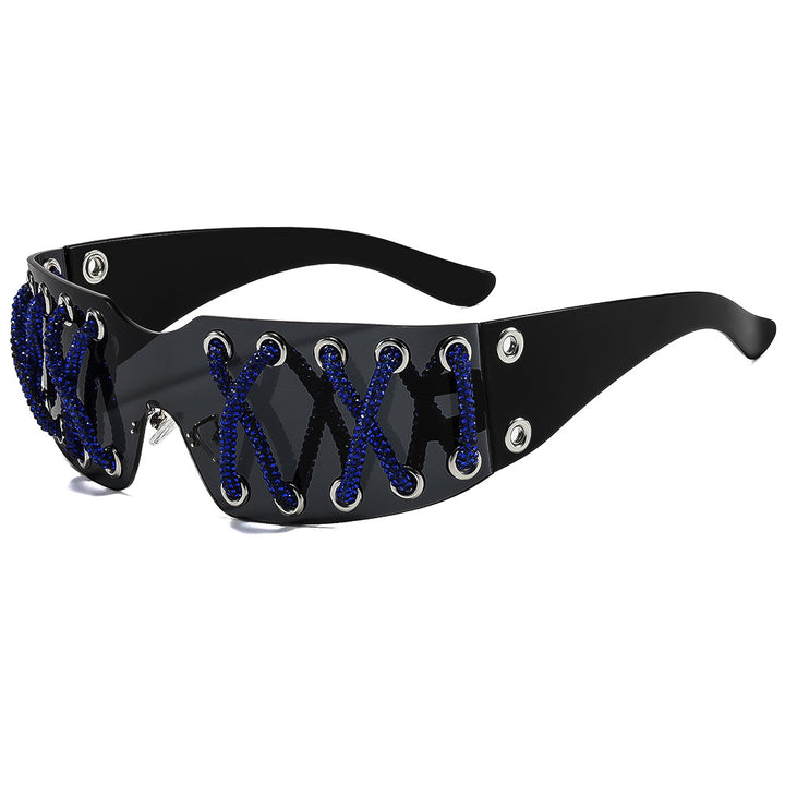 Dame futuristisk design solbrille med unik dekor Skanto
