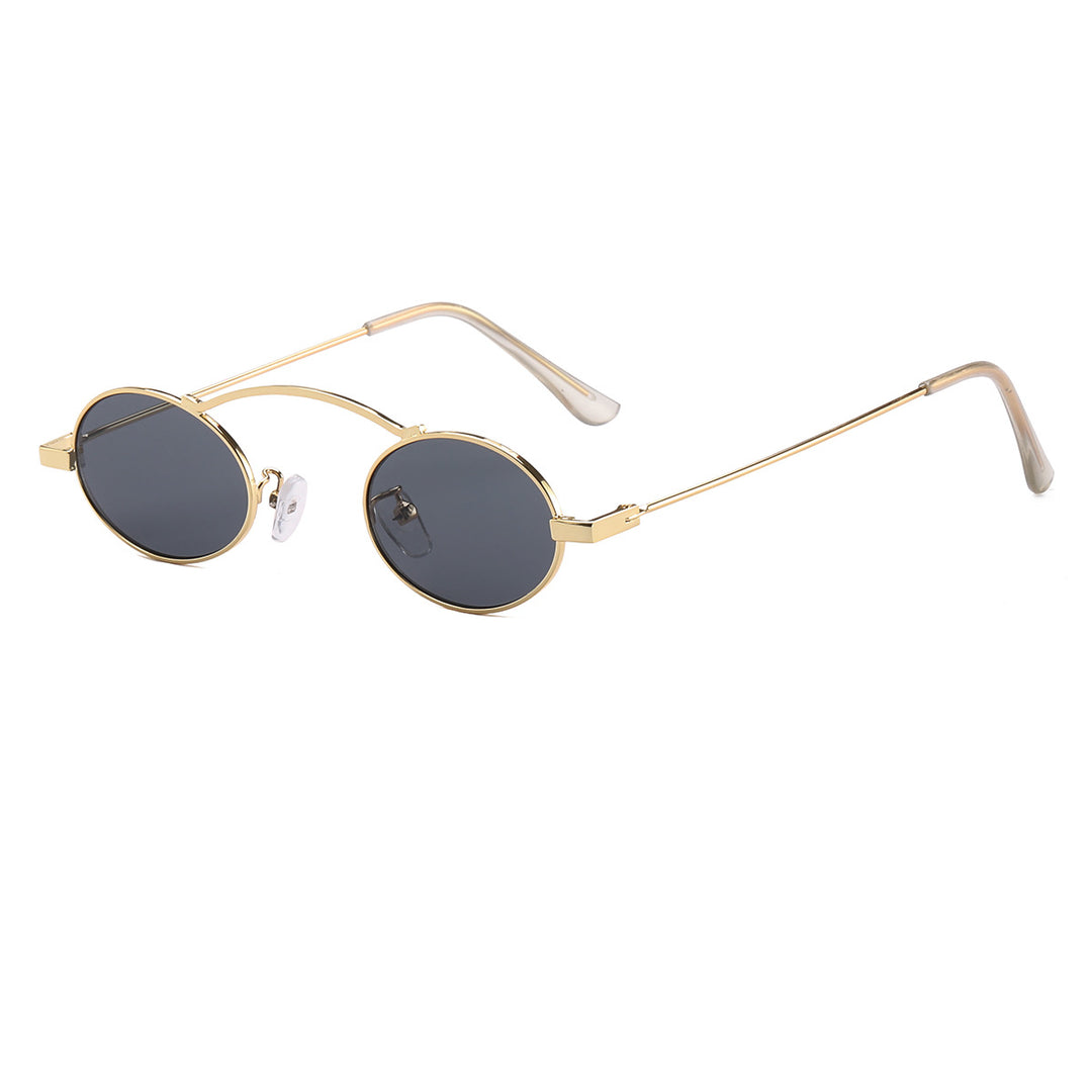 Dame moteriktig solbrille med unike sirkulære rammer og karakteristiske linser Skanto