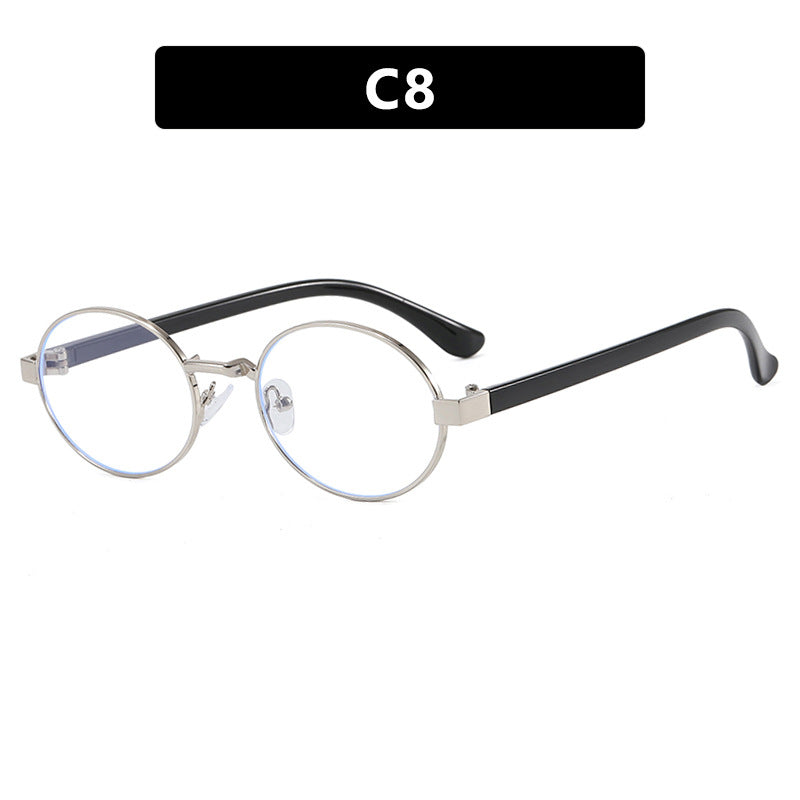 Dame rund brille med elegant metallramme og justerbare nesepads Skanto