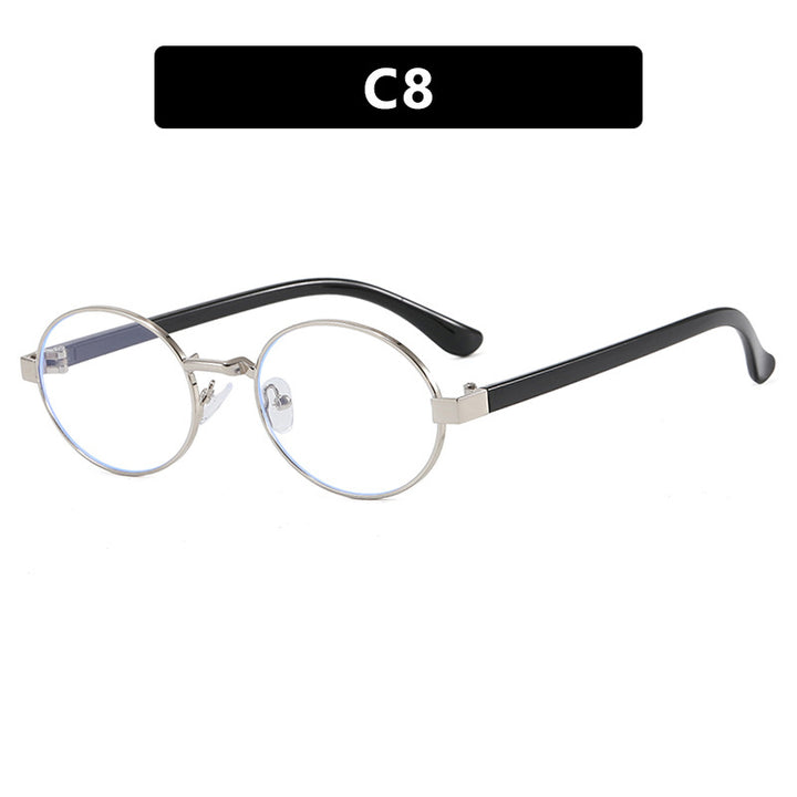 Dame rund brille med elegant metallramme og justerbare nesepads Skanto
