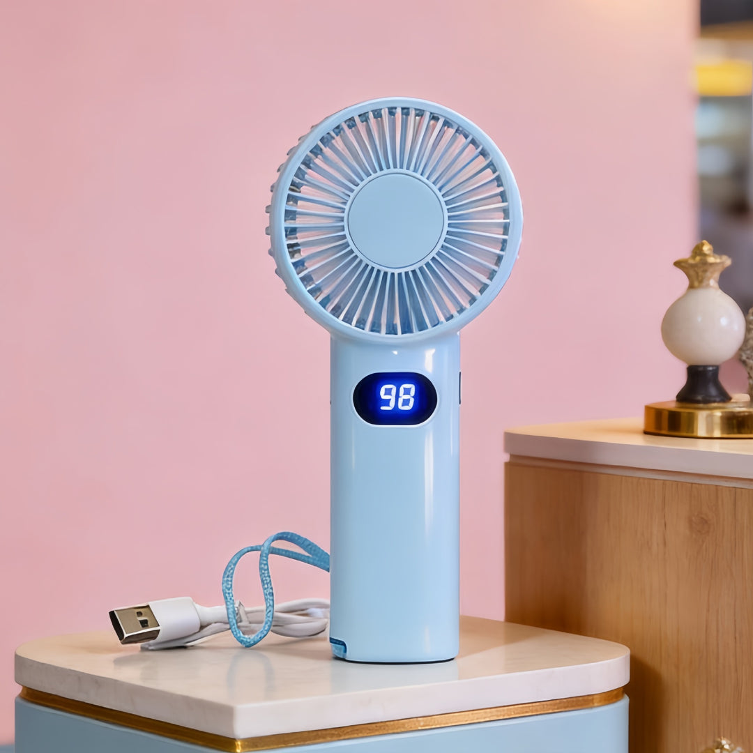 Damehåndvifte med digitalt temperaturdisplay Skanto
