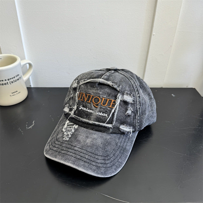 Men's Distressed Denim Grafisk Caps Skanto