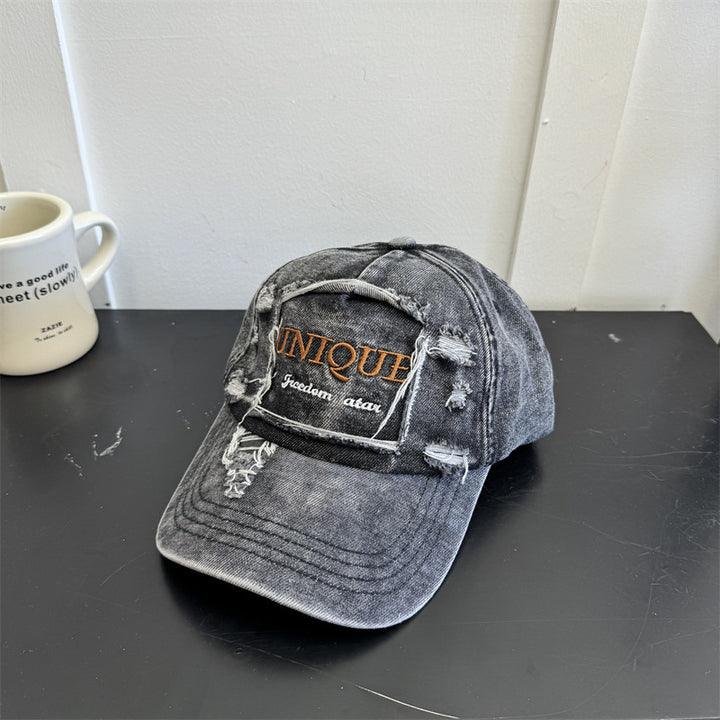 Men's Distressed Denim Grafisk Caps Skanto