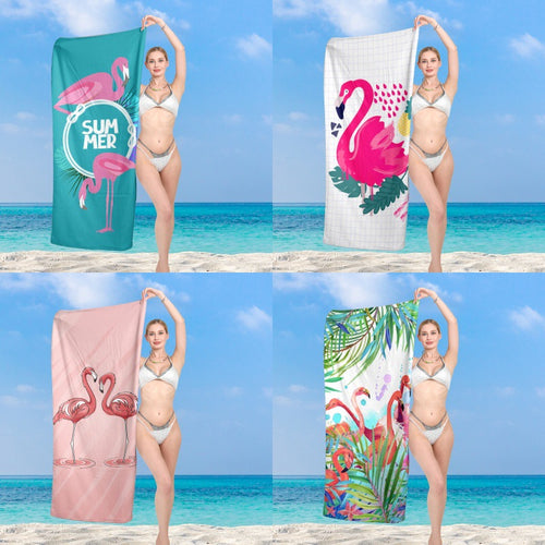 Premium Strandhåndkle med livlig flamingo-design Skanto