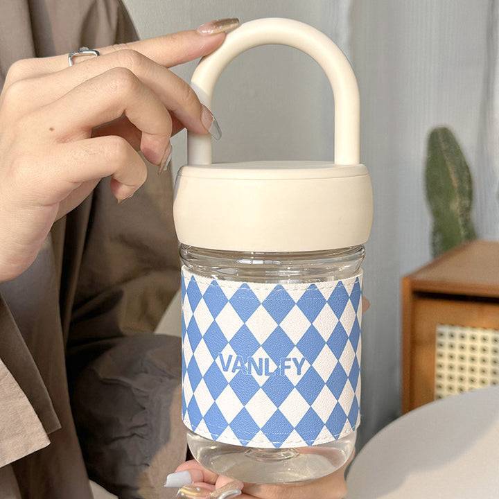Damen Hochwertige Glas Trinkflasche mit ergonomisk håndtak Skanto