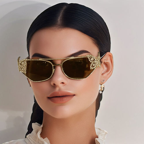 Dame luksus solbrille med elegant sommerfugl-detalj Skanto