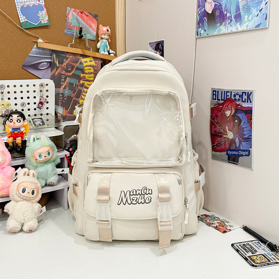 Clear Panel Multi-Pocket School Ryggsekk