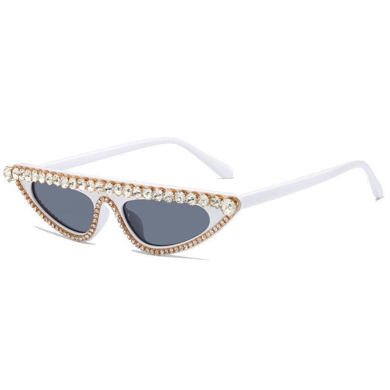 Dame Cat-Eye Solbriller med glitrende steindekor Skanto