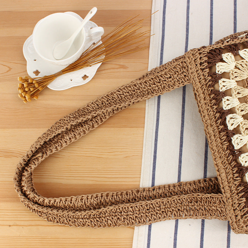 Macrame Tote Bag with Geometric Pattern Skanto