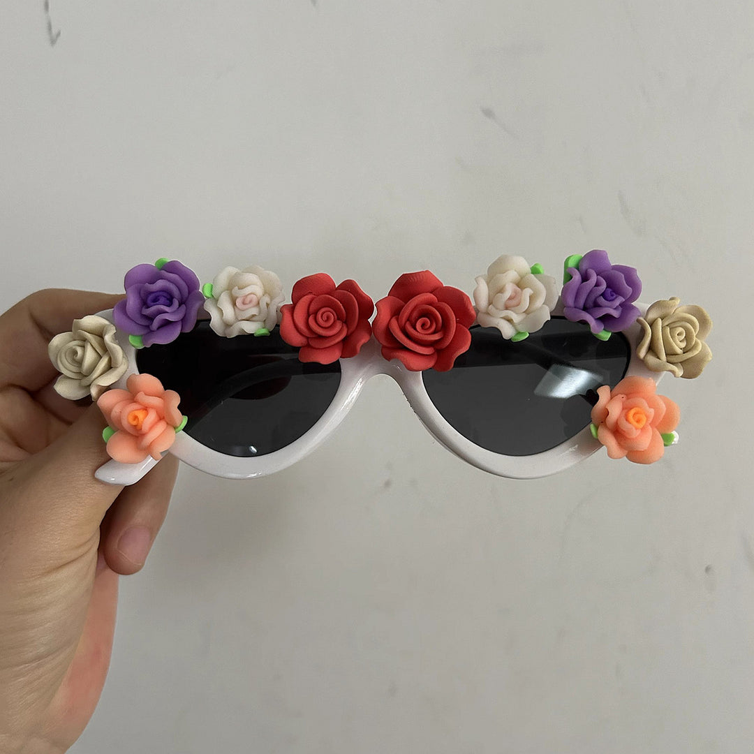 Dame Cat-Eye solbriller med blomsterdekor Skanto