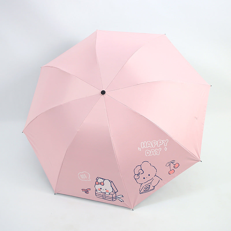 Damefoldingparaply med leken design og munter Skanto motiv