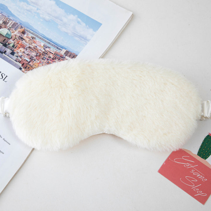 Dame nan fluffy ergonomisk øyemaske med justerbart satinsbånd og mykt kunstpelsdeksel Skanto