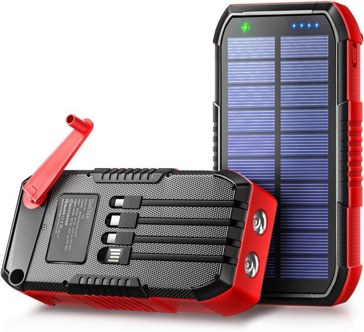 Bærbar powerbank med solcellelading og innebygd LED-lys Skanto